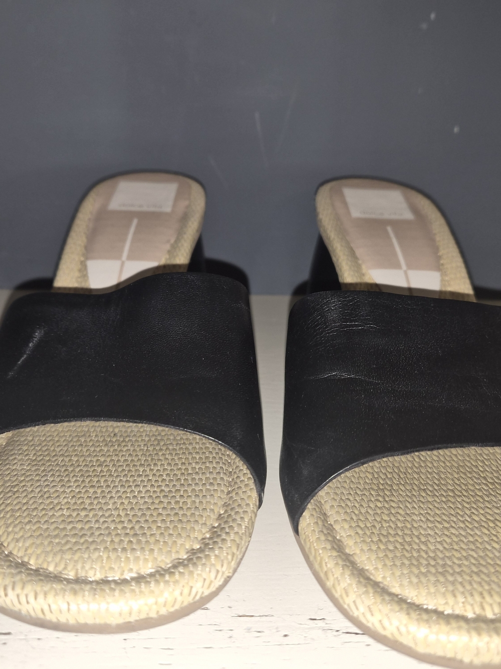Dolce Vita Black Slide Mules with Woven Footbed